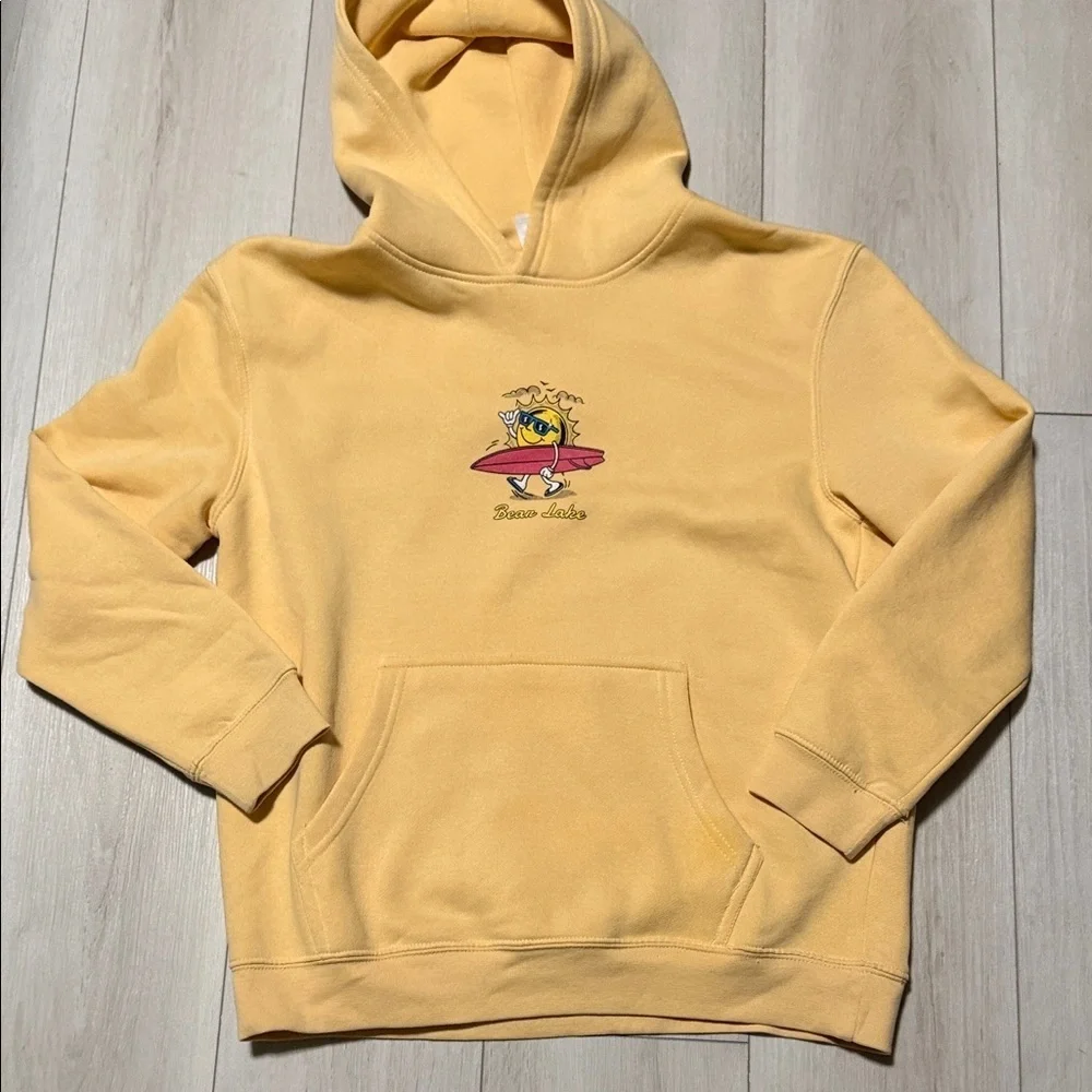 Lane Seven Girl’s Yellow Graphic Hooded Sweatshirt - Youth Size L) “Bear Lake”